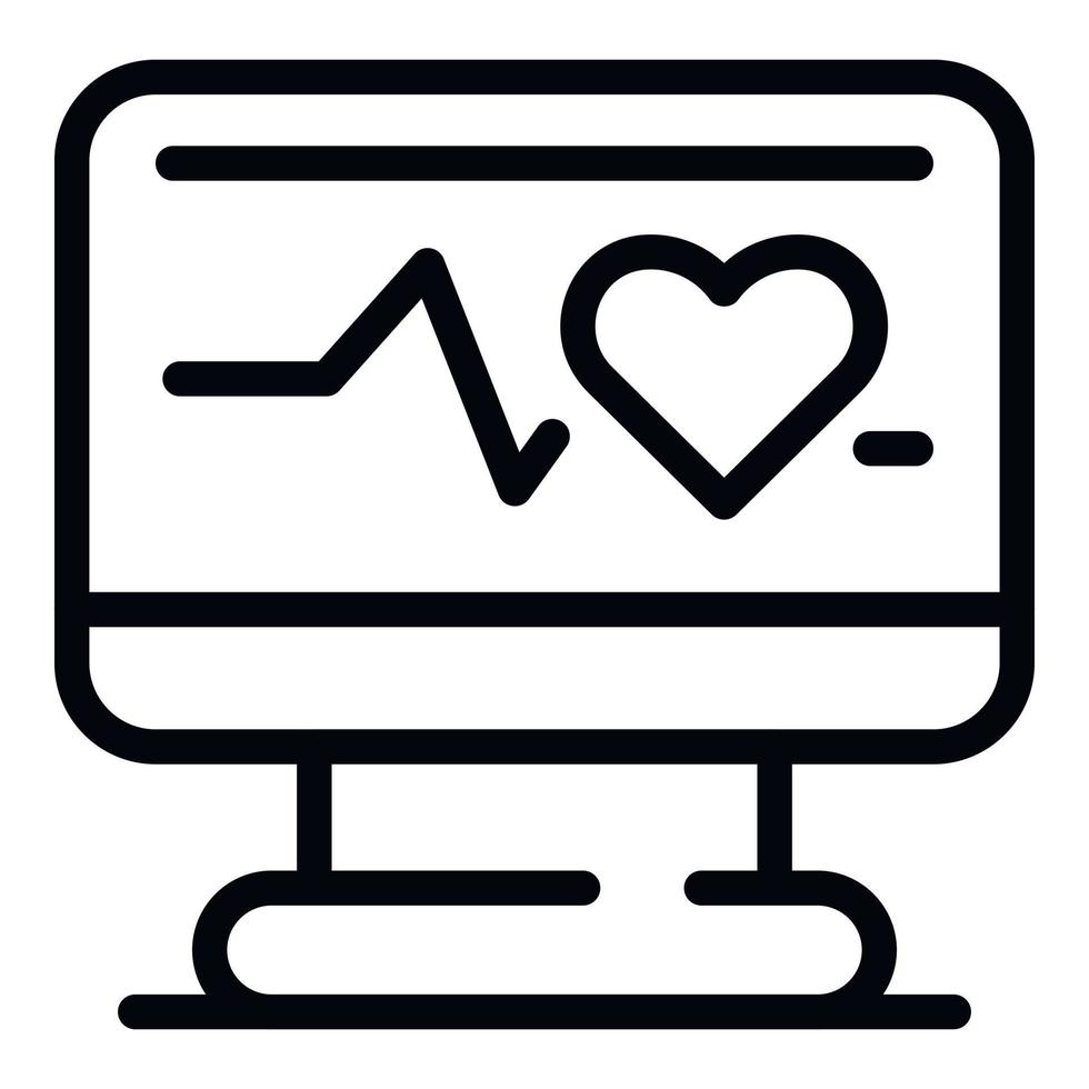 Heart rate monitor icon, outline style vector