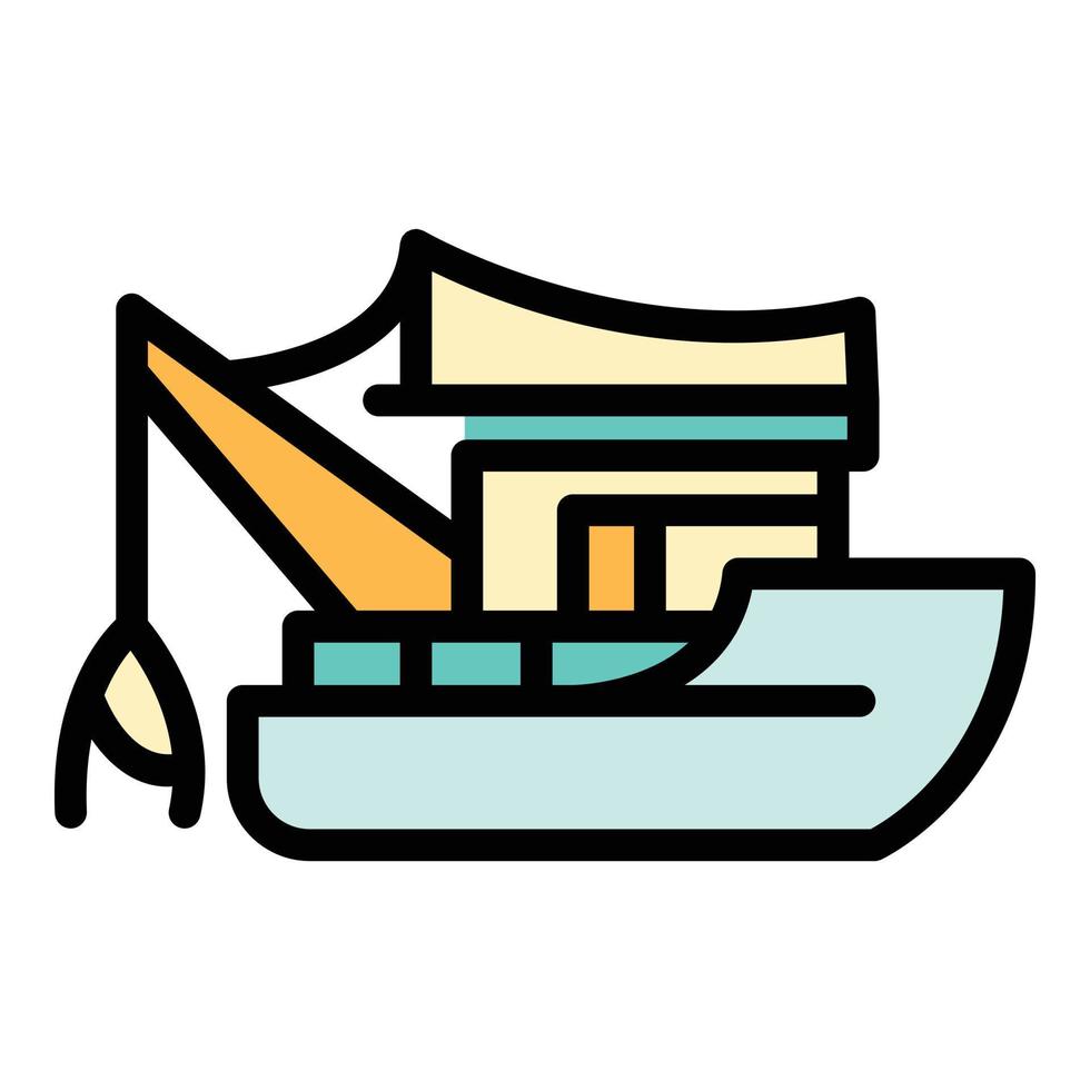 Fishing boat tools icon color outline vector