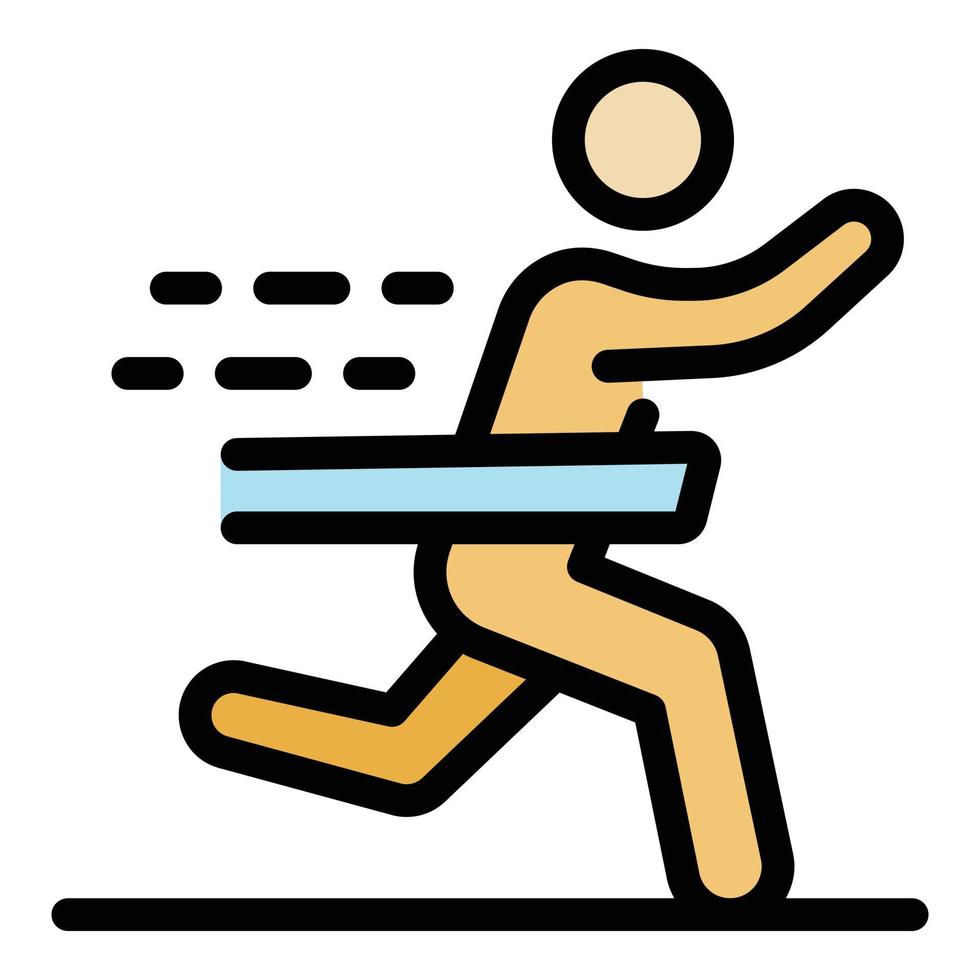 Senior marathon run icon color outline vector