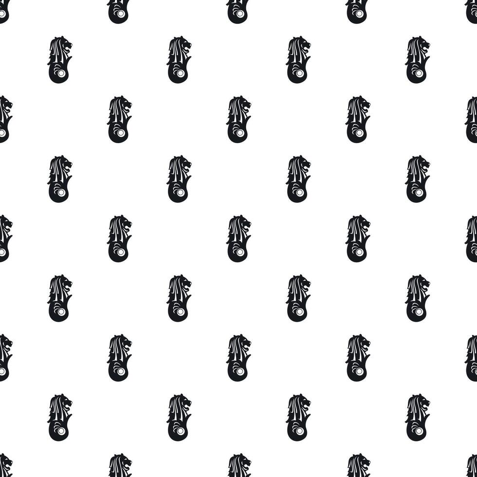 Statue of lion fish Merlion pattern, simple style vector