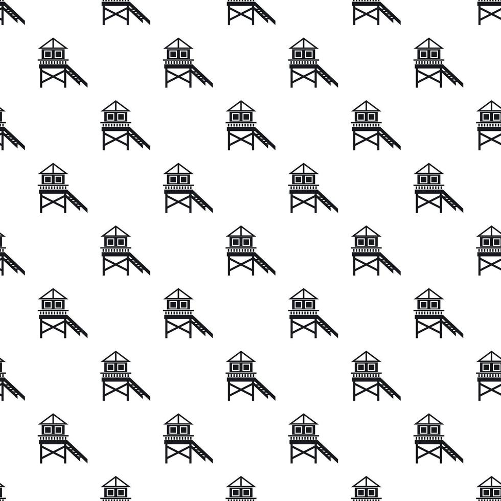 Rescue booth on beach pattern, simple style vector