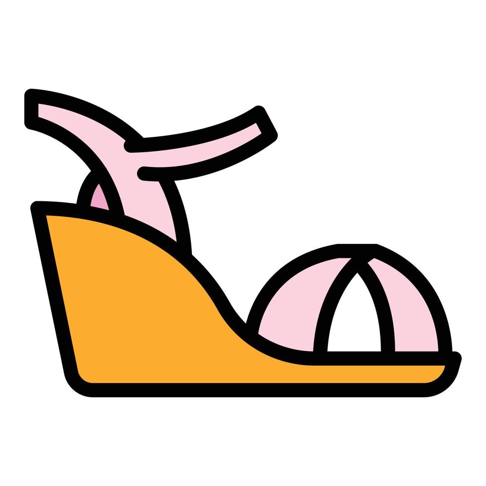vector de contorno de color de icono de sandalias de fiesta
