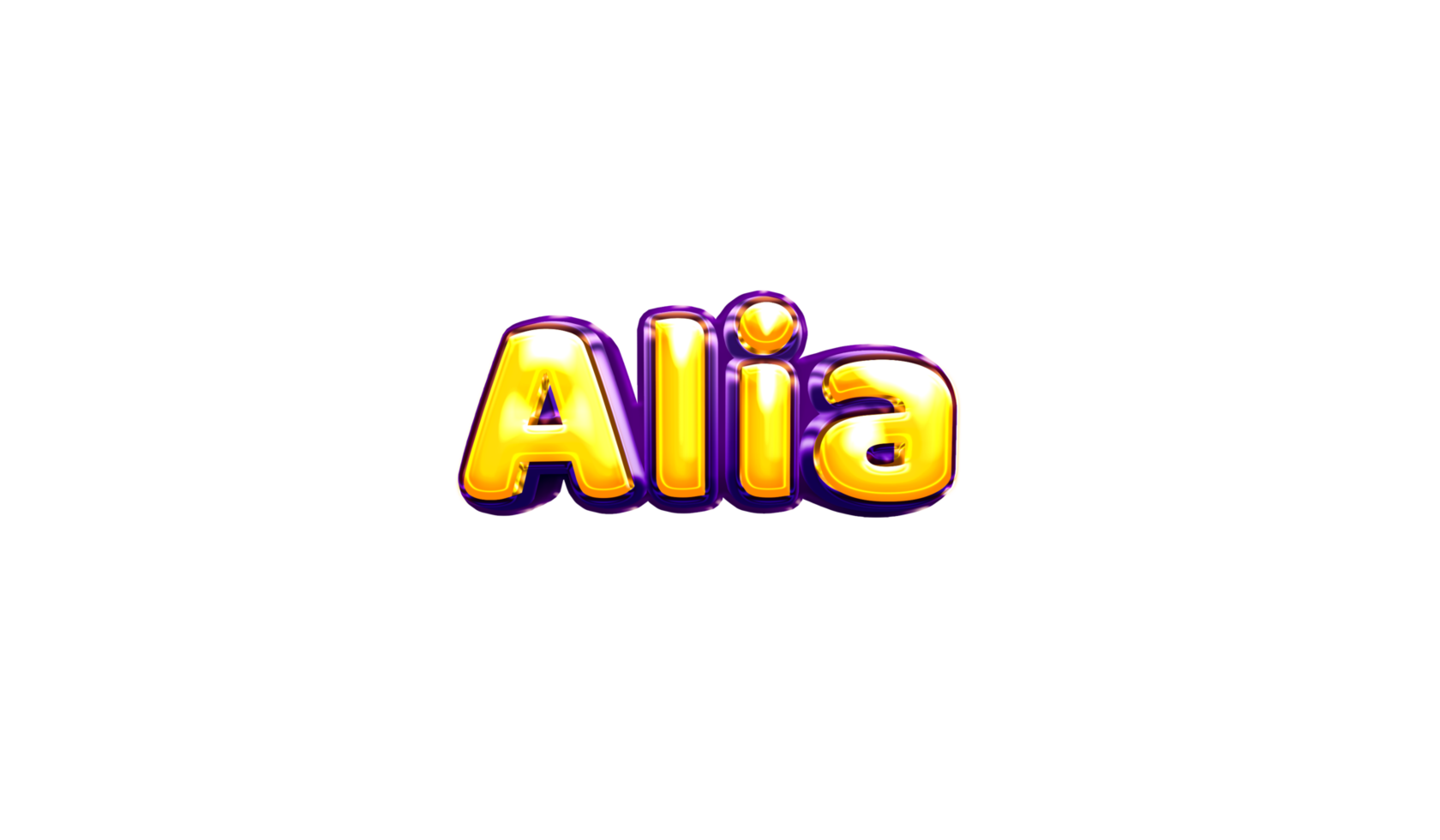 girls name sticker colorful party balloon birthday helium air shiny yellow purple cutout Alia png