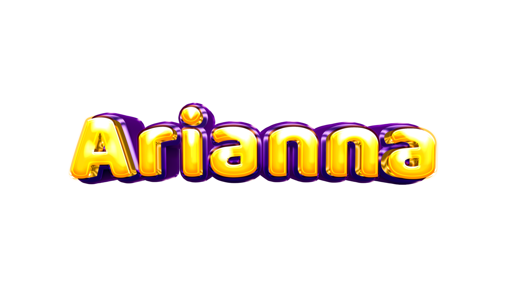 girls name sticker colorful party balloon birthday helium air shiny yellow purple cutout Arianna png