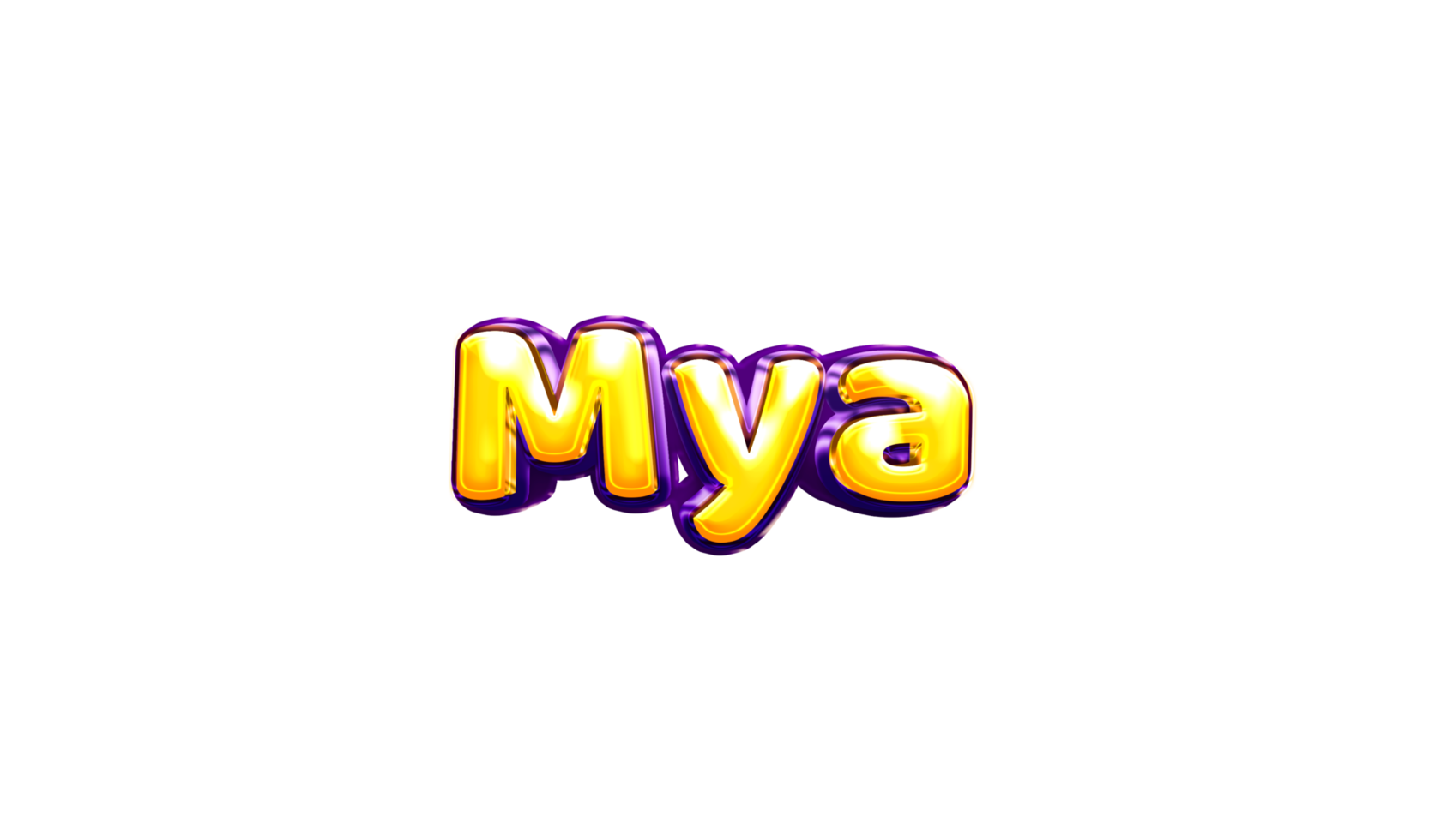 girls name sticker colorful party balloon birthday helium air shiny yellow purple cutout Mya png