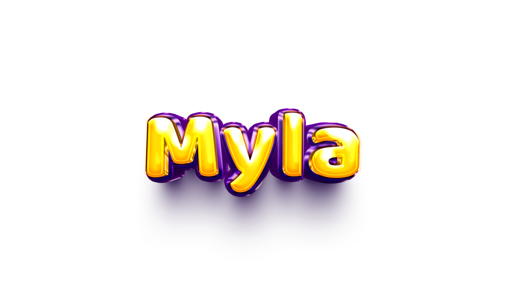 names of girls English helium balloon shiny celebration sticker 3d inflated Myla Myla png