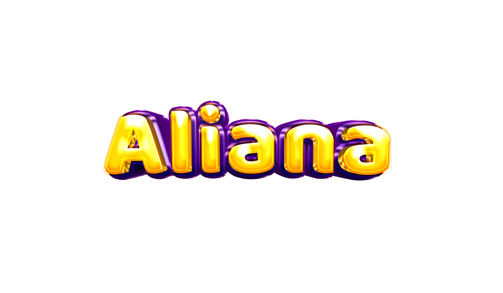 adesivo de nome de meninas colorido balão de festa aniversário hélio ar brilhante amarelo roxo recorte aliana png