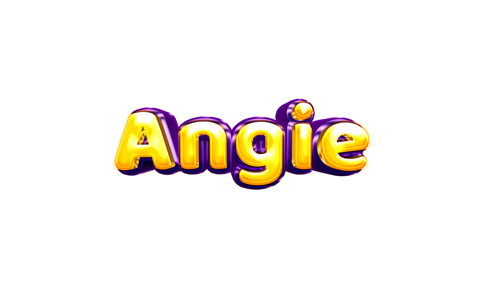 girls name sticker colorful party balloon birthday helium air shiny yellow purple cutout Angie png