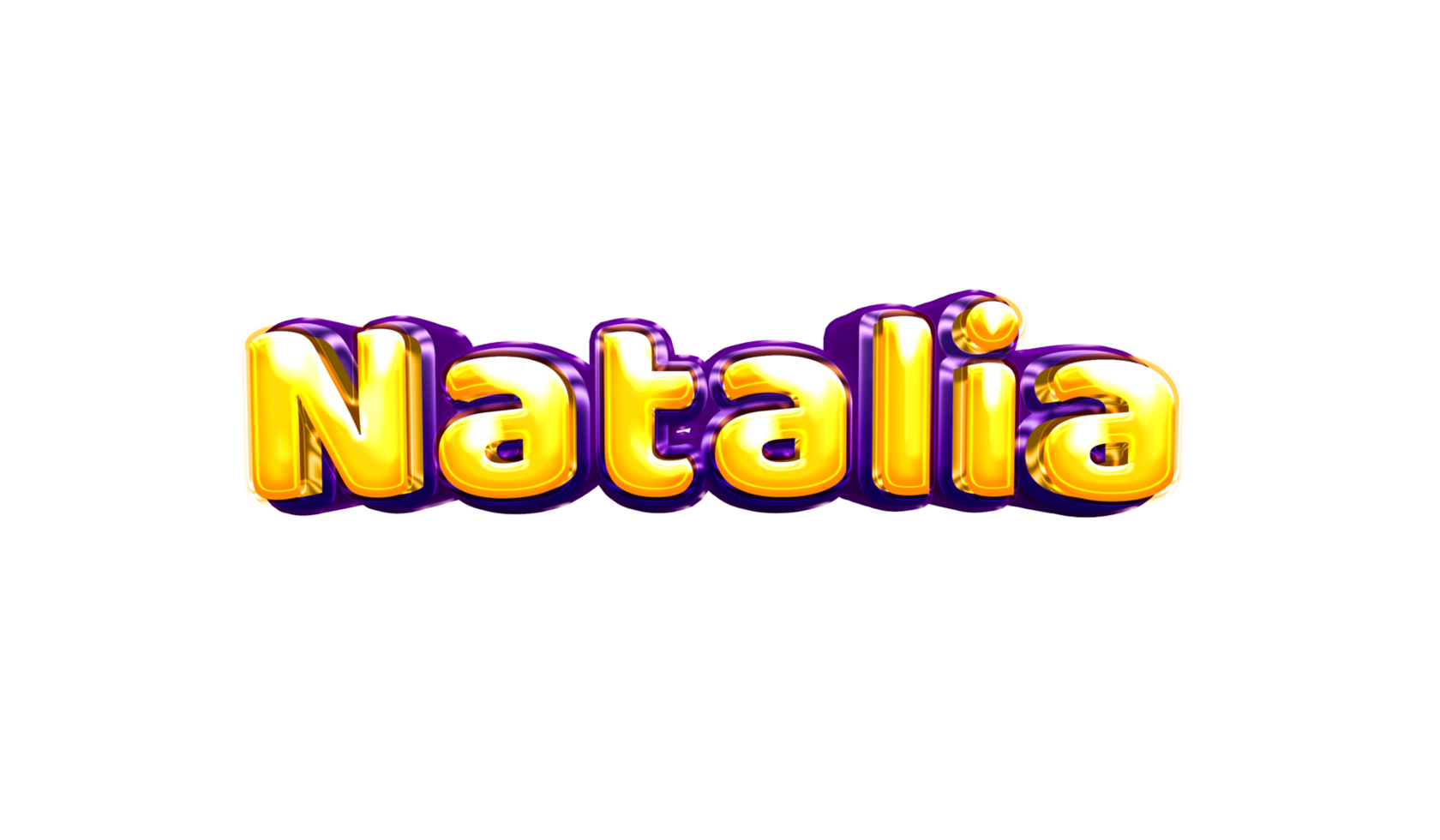 adesivo de nome de meninas colorido balão de festa aniversário hélio ar brilhante amarelo roxo recorte natalia png