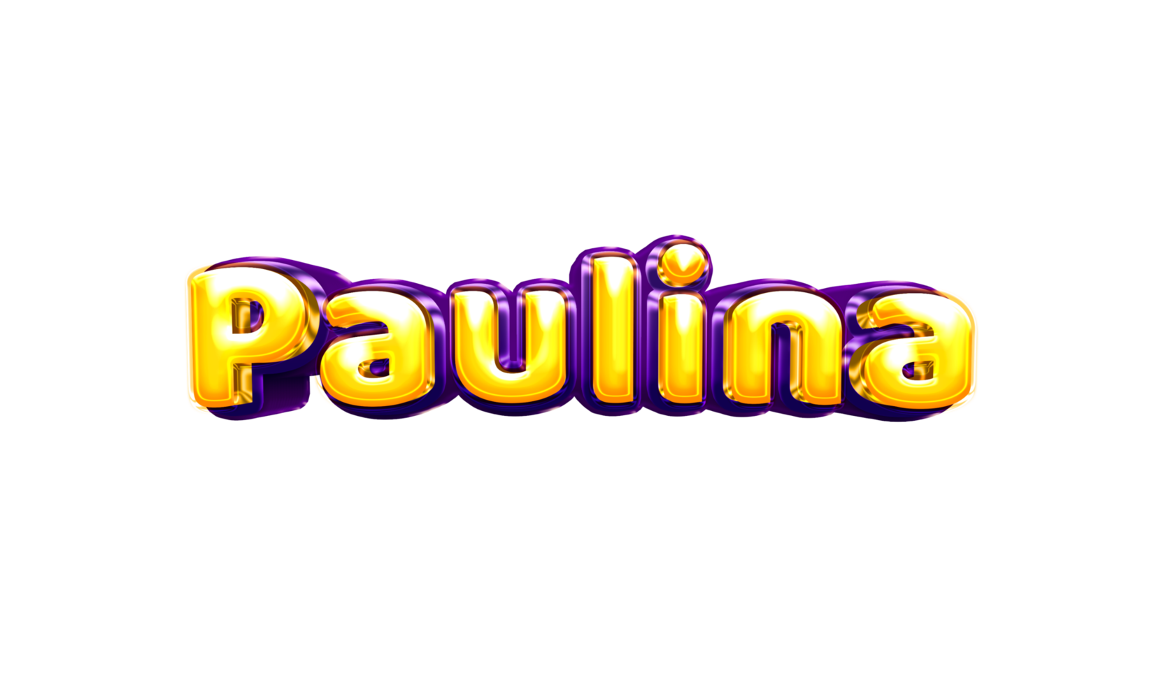 girls name sticker colorful party balloon birthday helium air shiny yellow purple cutout Paulina png