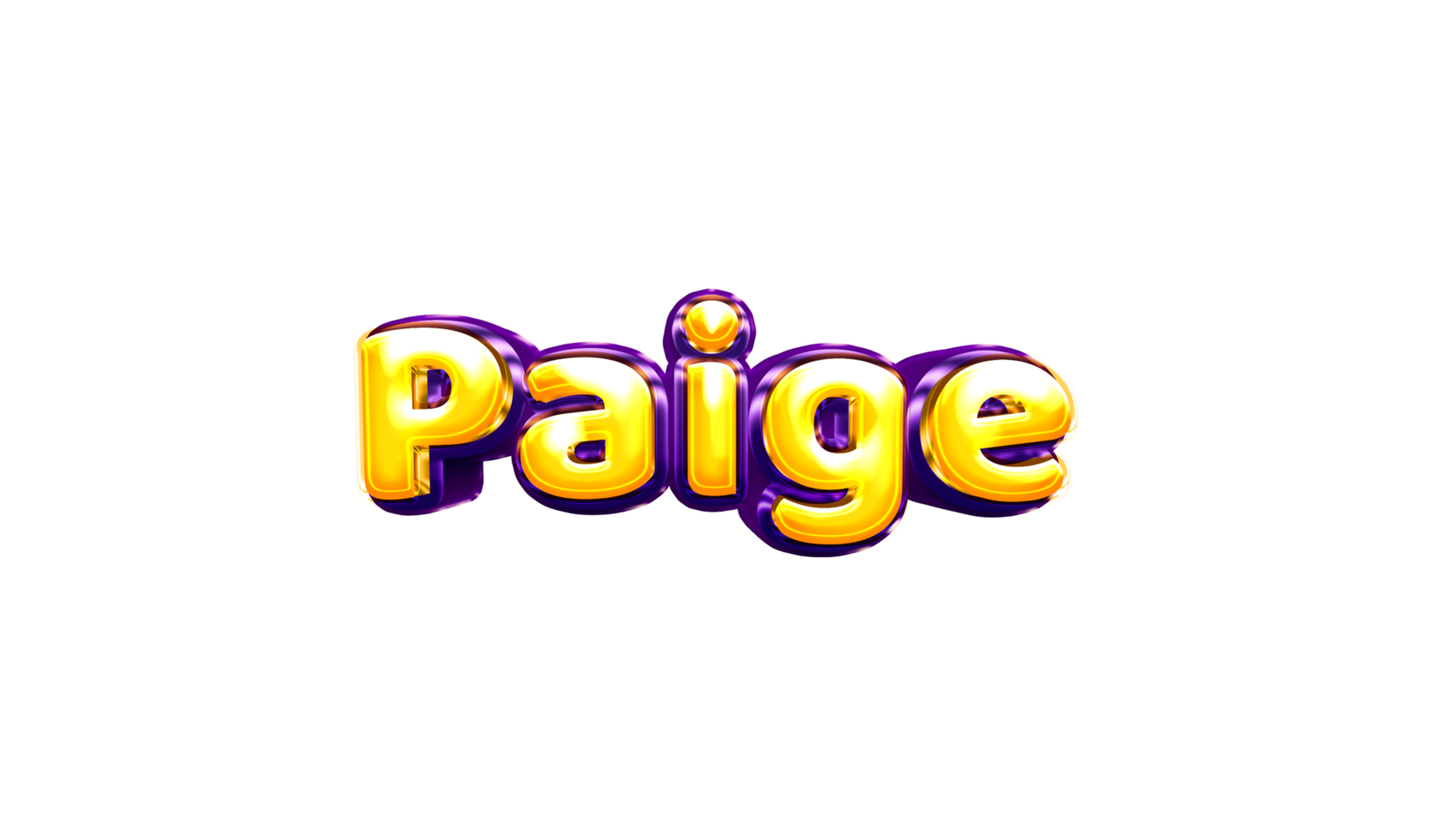 girls name sticker colorful party balloon birthday helium air shiny yellow purple cutout Paige png