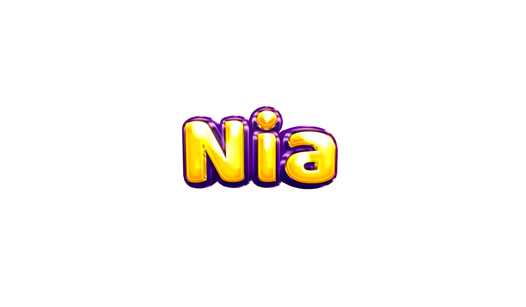 girls name sticker colorful party balloon birthday helium air shiny yellow purple cutout Nia png