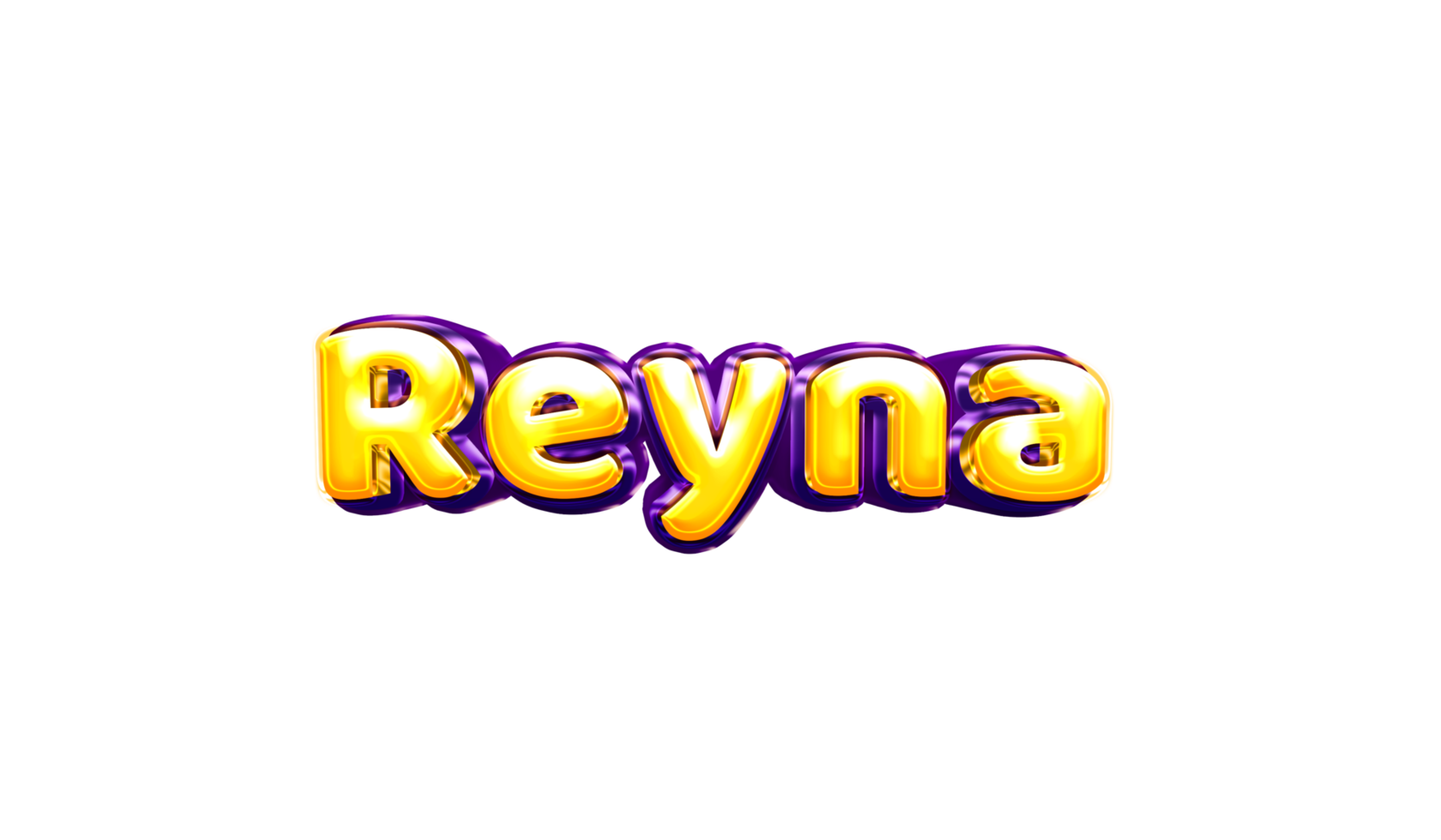 girls name sticker colorful party balloon birthday helium air shiny yellow purple cutout Reyna png