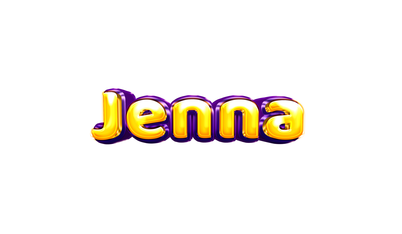 girls name sticker colorful party balloon birthday helium air shiny yellow purple cutout Jenna png