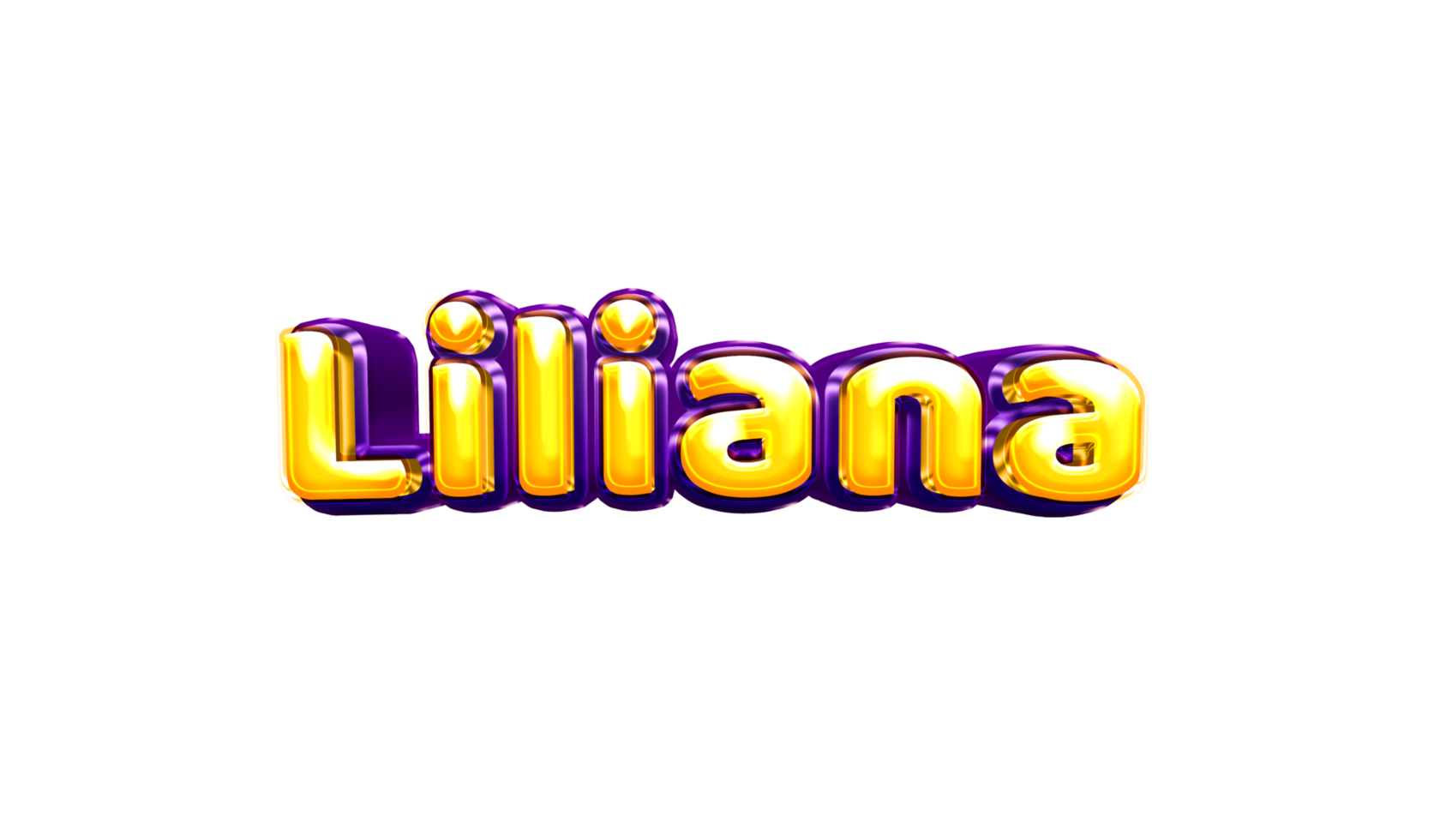 filles nom autocollant coloré fête ballon anniversaire hélium air brillant jaune violet découpe Liliana png