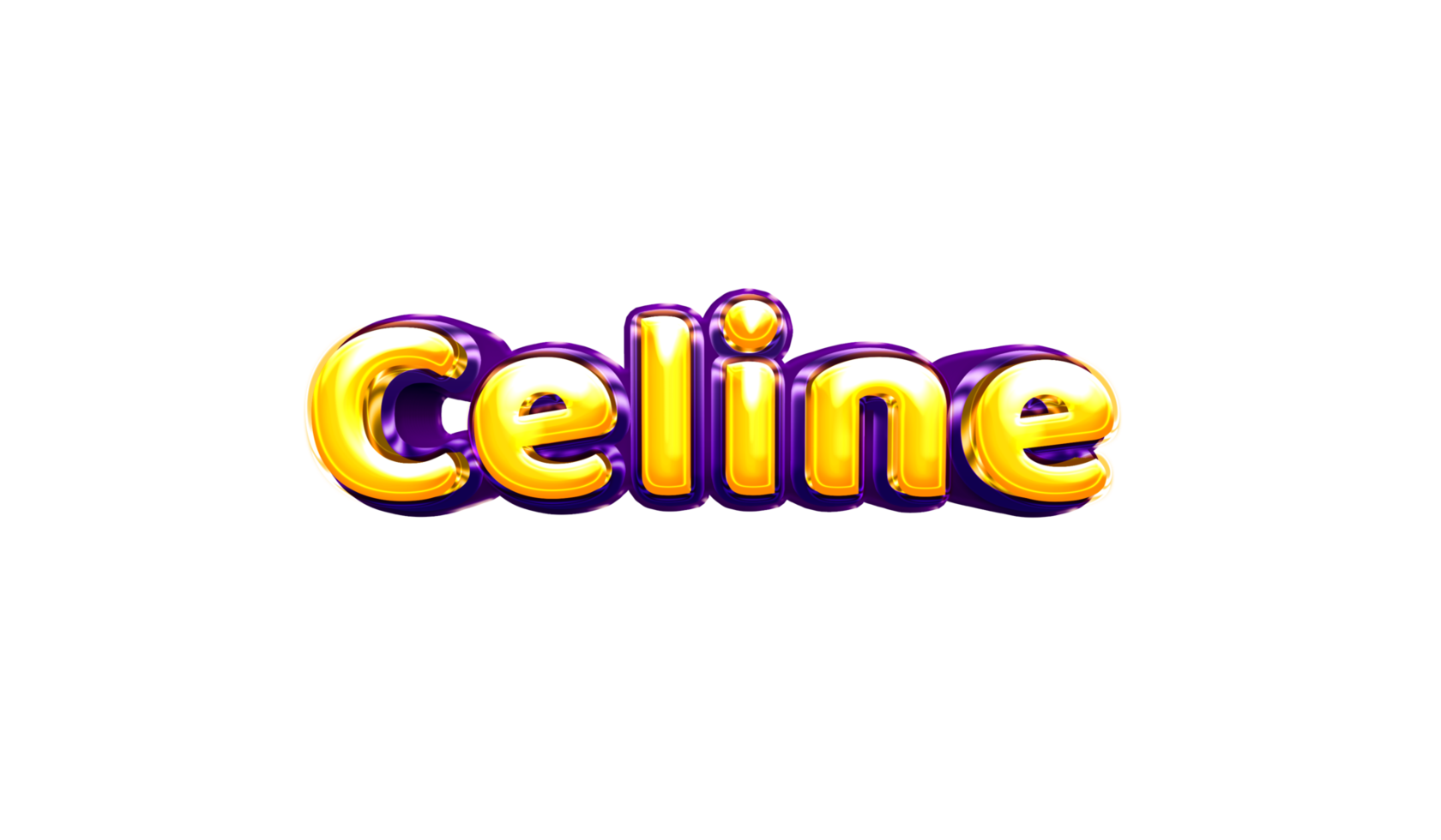 girls name sticker colorful party balloon birthday helium air shiny yellow purple cutout Celine png