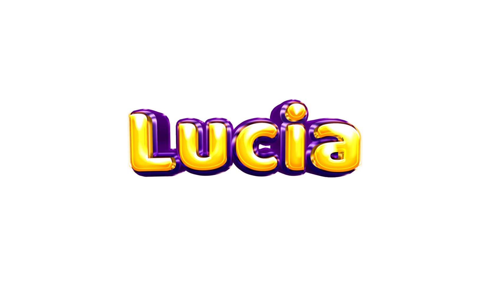 girls name sticker colorful party balloon birthday helium air shiny yellow purple cutout Lucia png