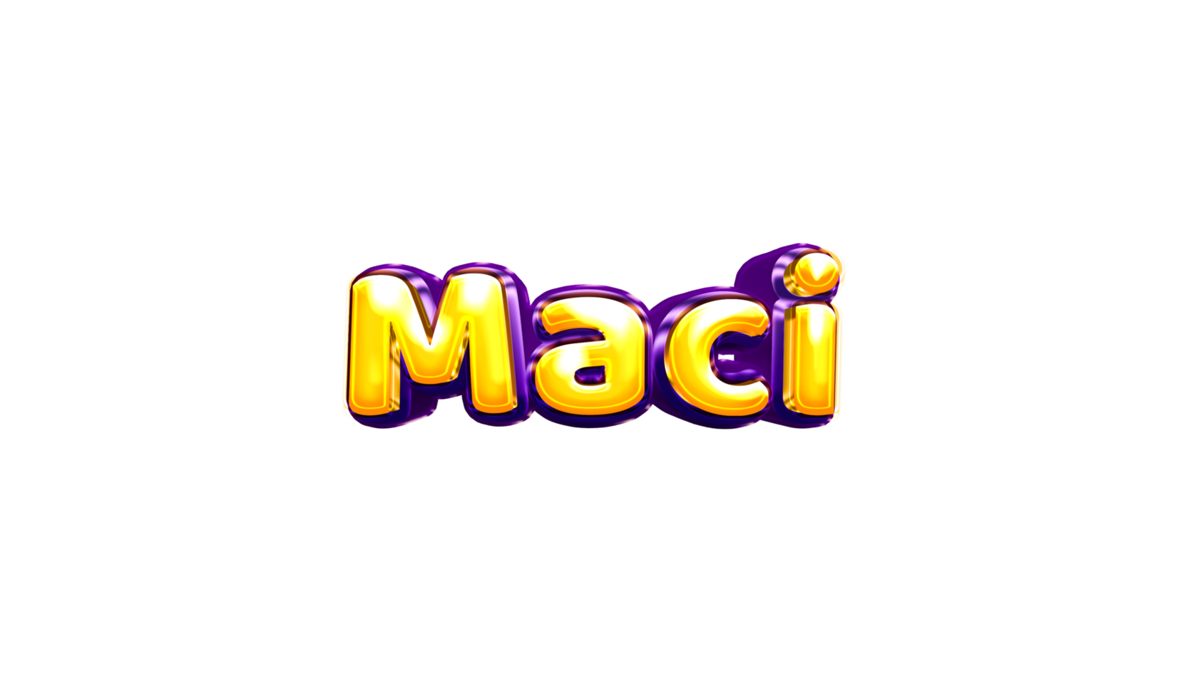 girls name sticker colorful party balloon birthday helium air shiny yellow purple cutout Maci png