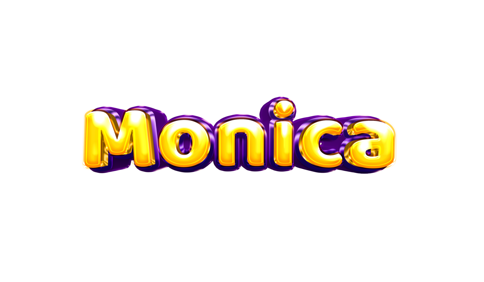 girls name sticker colorful party balloon birthday helium air shiny yellow purple cutout Monica png