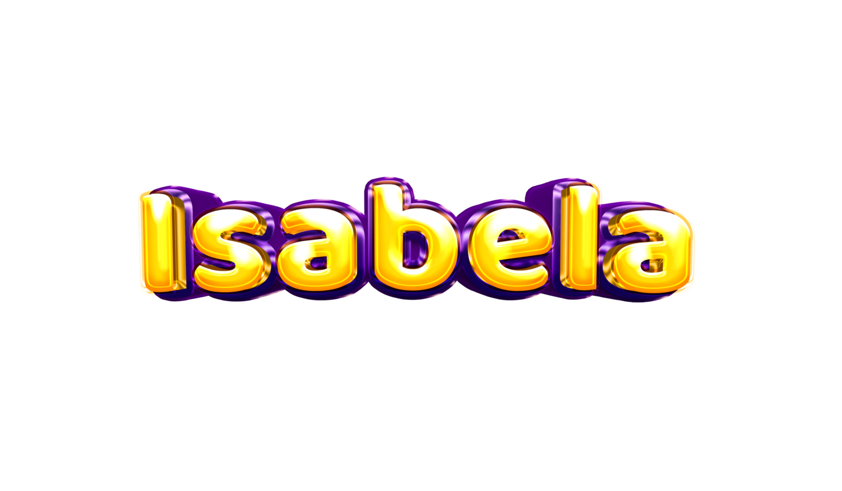 girls name sticker colorful party balloon birthday helium air shiny yellow purple cutout Isabela png