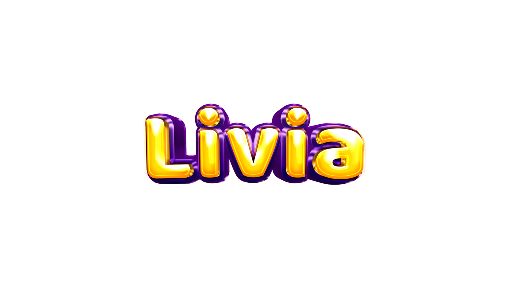 girls name sticker colorful party balloon birthday helium air shiny yellow purple cutout Livia png