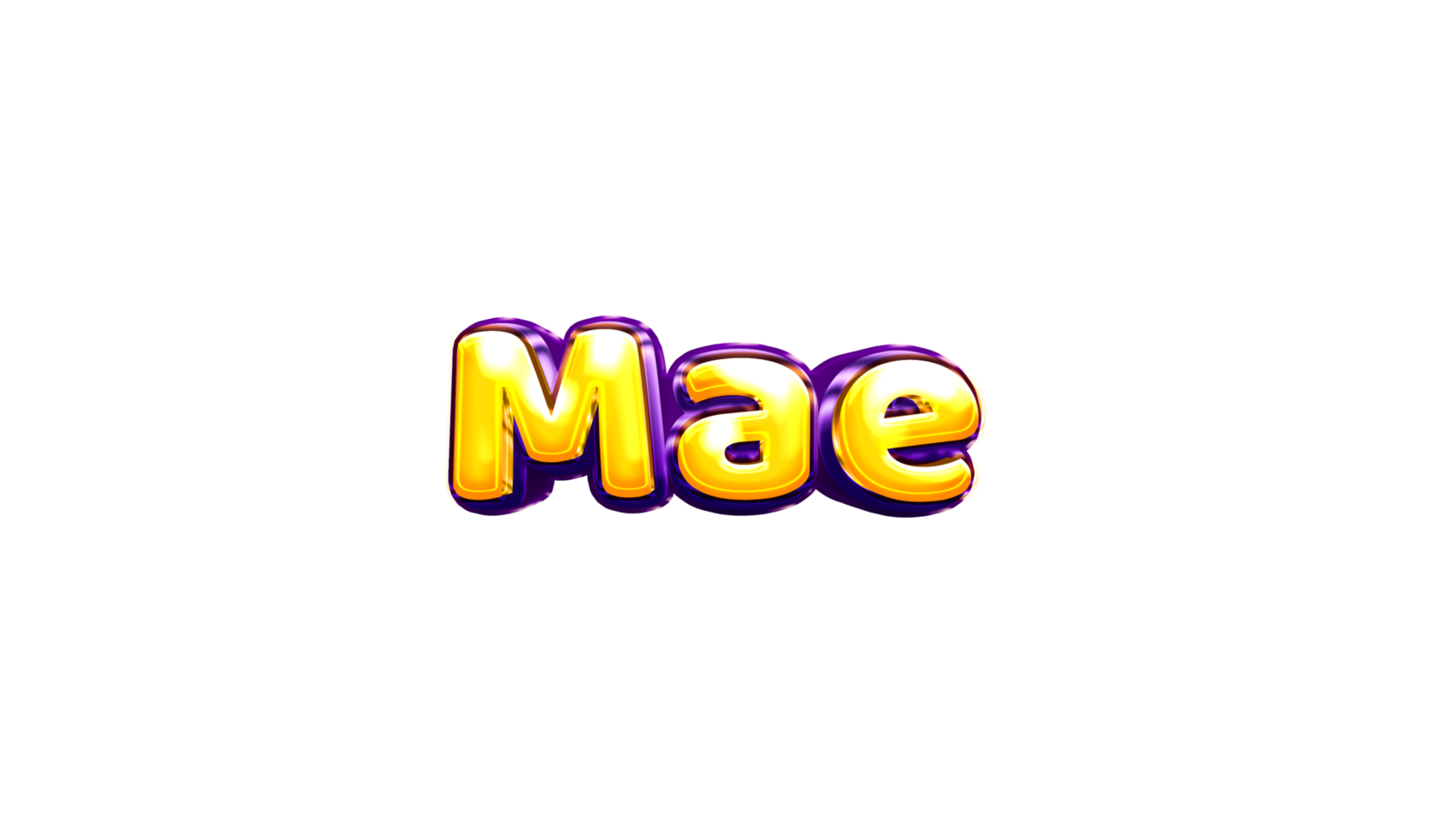 girls name sticker colorful party balloon birthday helium air shiny yellow purple cutout Mae png