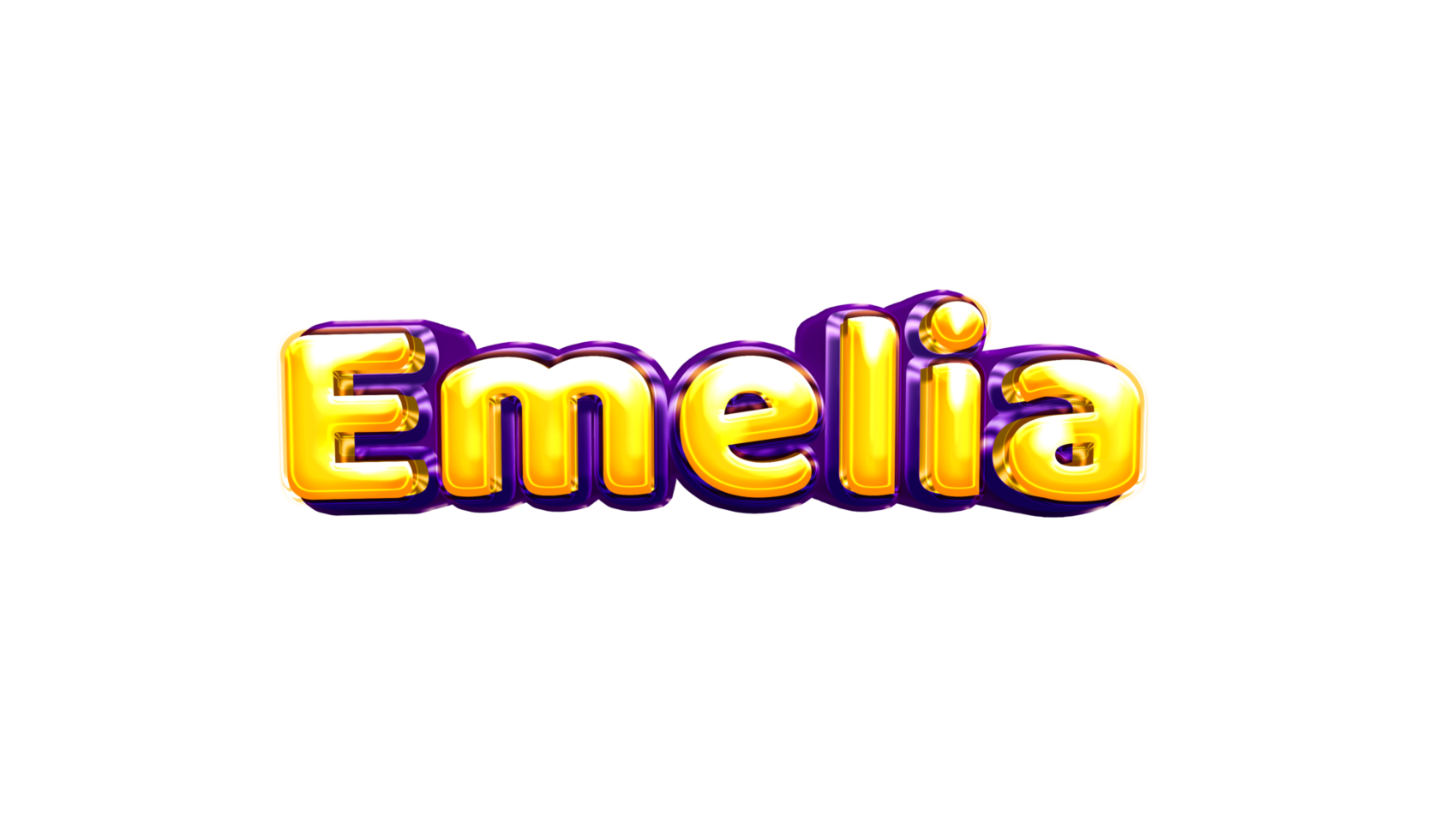 girls name sticker colorful party balloon birthday helium air shiny yellow purple cutout Emelia png