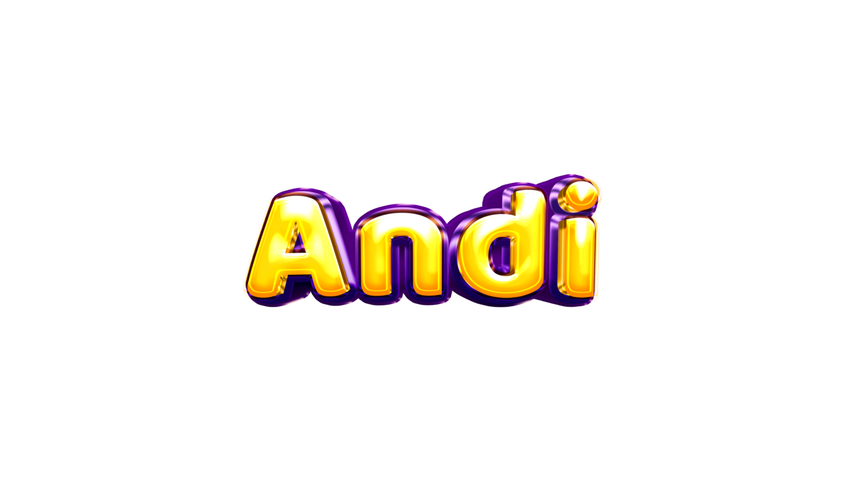 girls name sticker colorful party balloon birthday helium air shiny yellow purple cutout Andi png