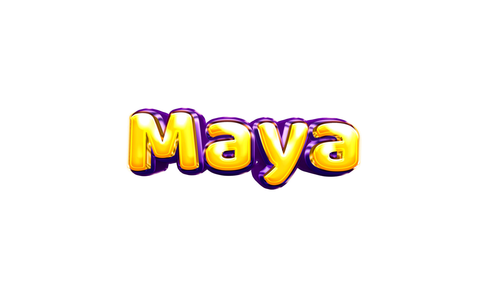 girls name sticker colorful party balloon birthday helium air shiny yellow purple cutout Maya png