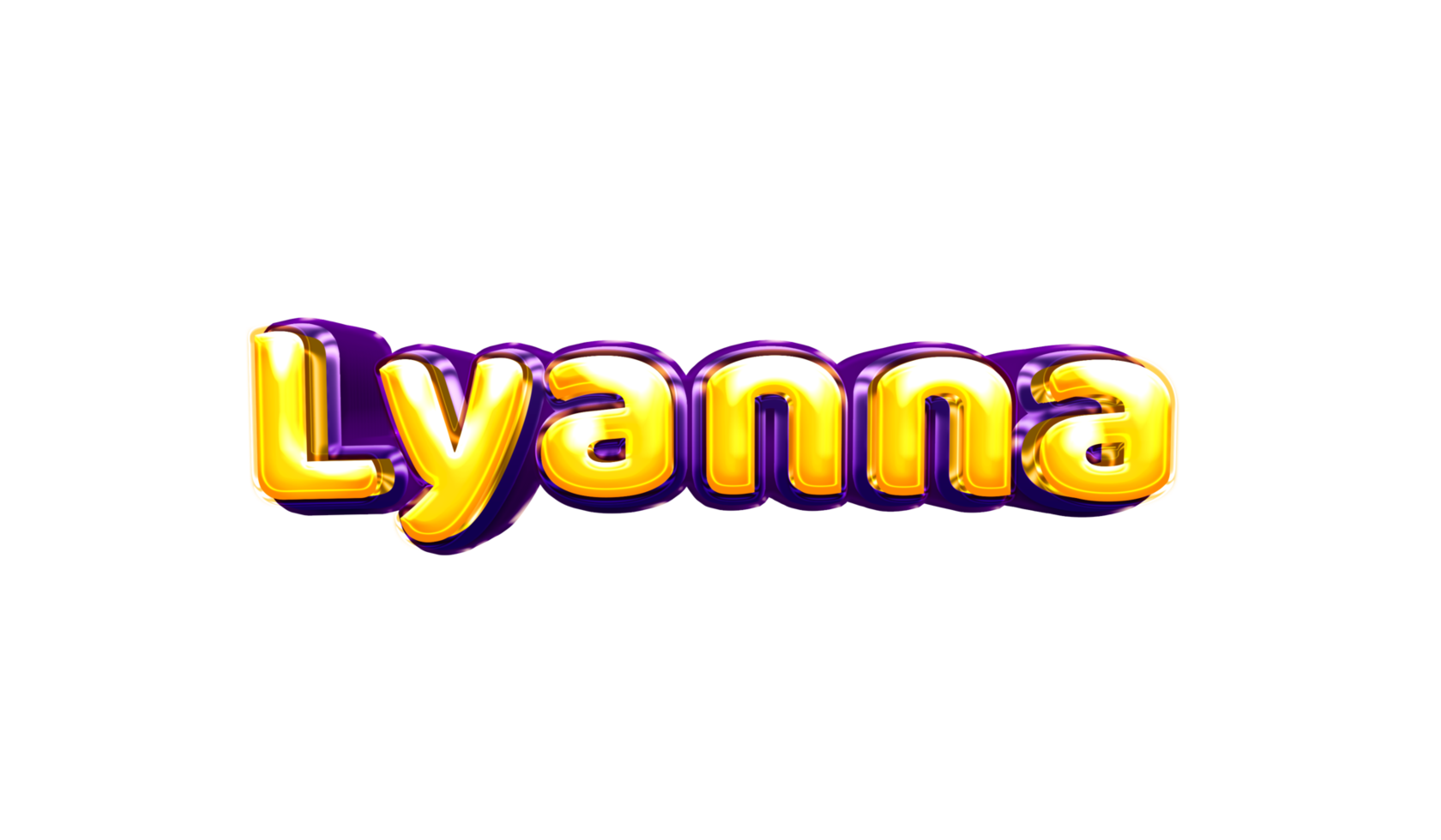 girls name sticker colorful party balloon birthday helium air shiny yellow purple cutout Lyanna png