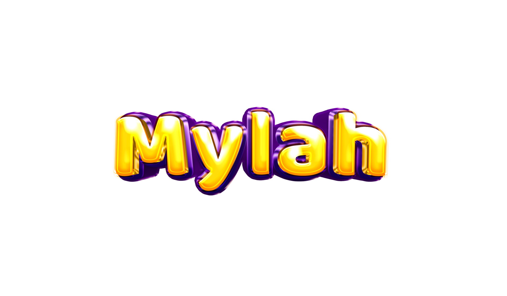 girls name sticker colorful party balloon birthday helium air shiny yellow purple cutout Mylah png