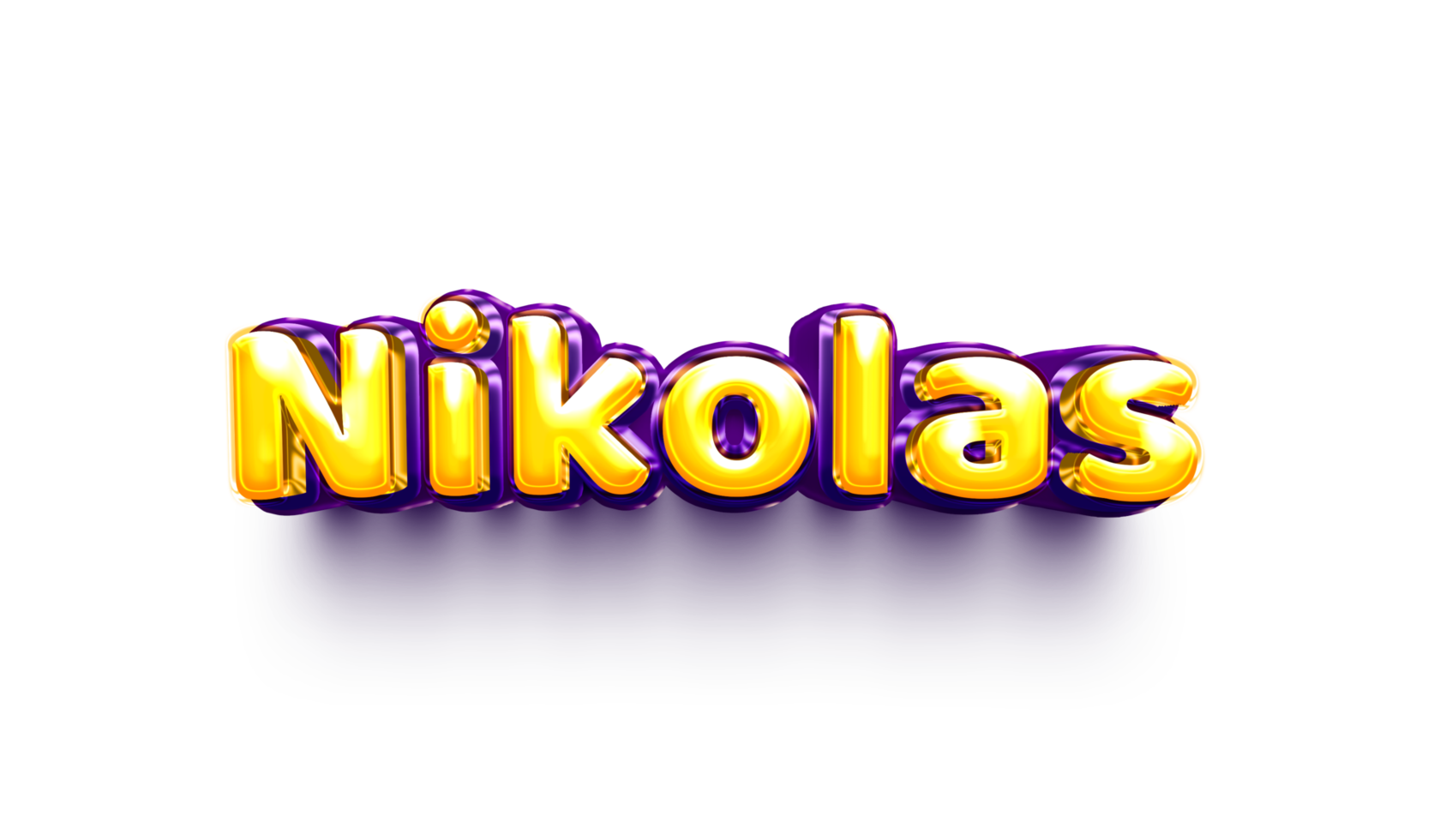 names of boy English helium balloon shiny celebration sticker 3d inflated Nikolas png