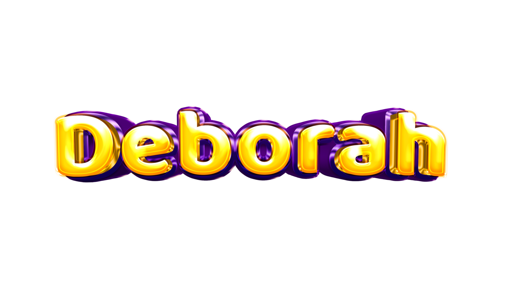 girls name sticker colorful party balloon birthday helium air shiny yellow purple cutout Deborah png