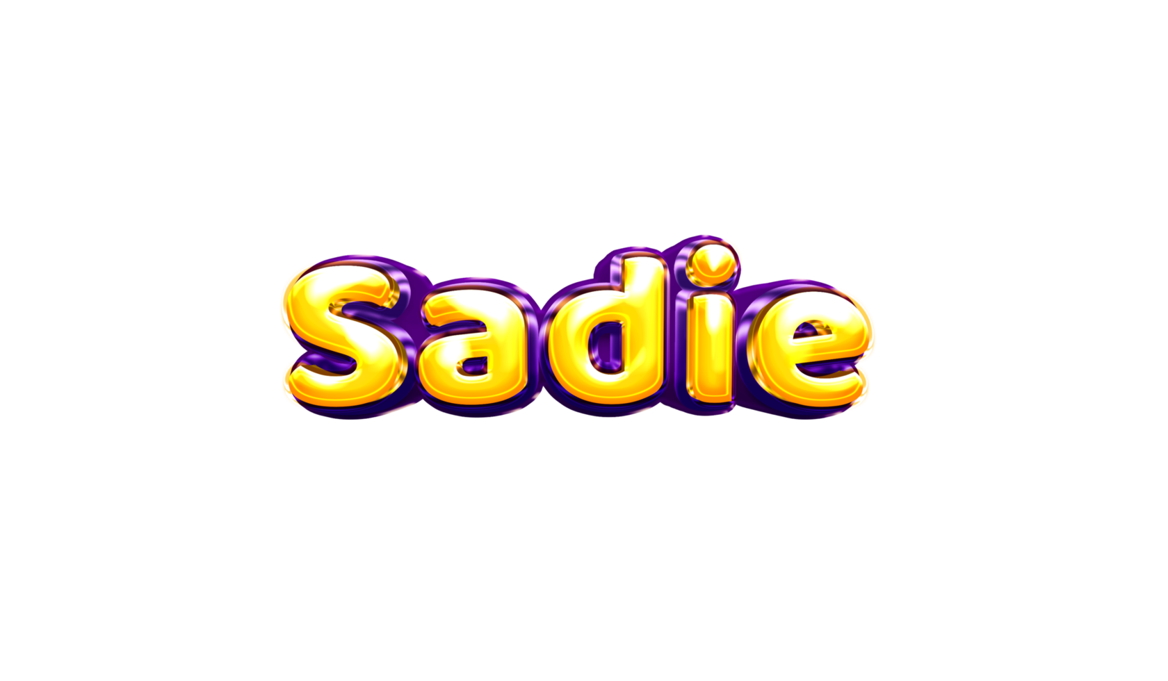 girls name sticker colorful party balloon birthday helium air shiny yellow purple cutout Sadie png