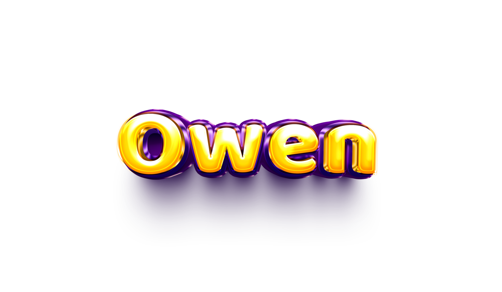 names of boy English helium balloon shiny celebration sticker 3d inflated Owen png
