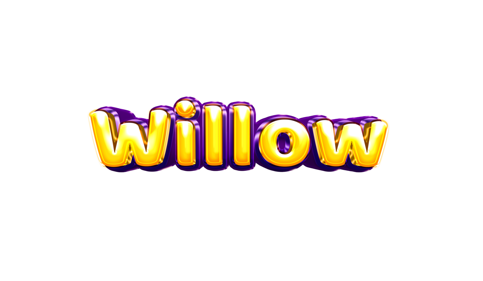 girls name sticker colorful party balloon birthday helium air shiny yellow purple cutout Willow png