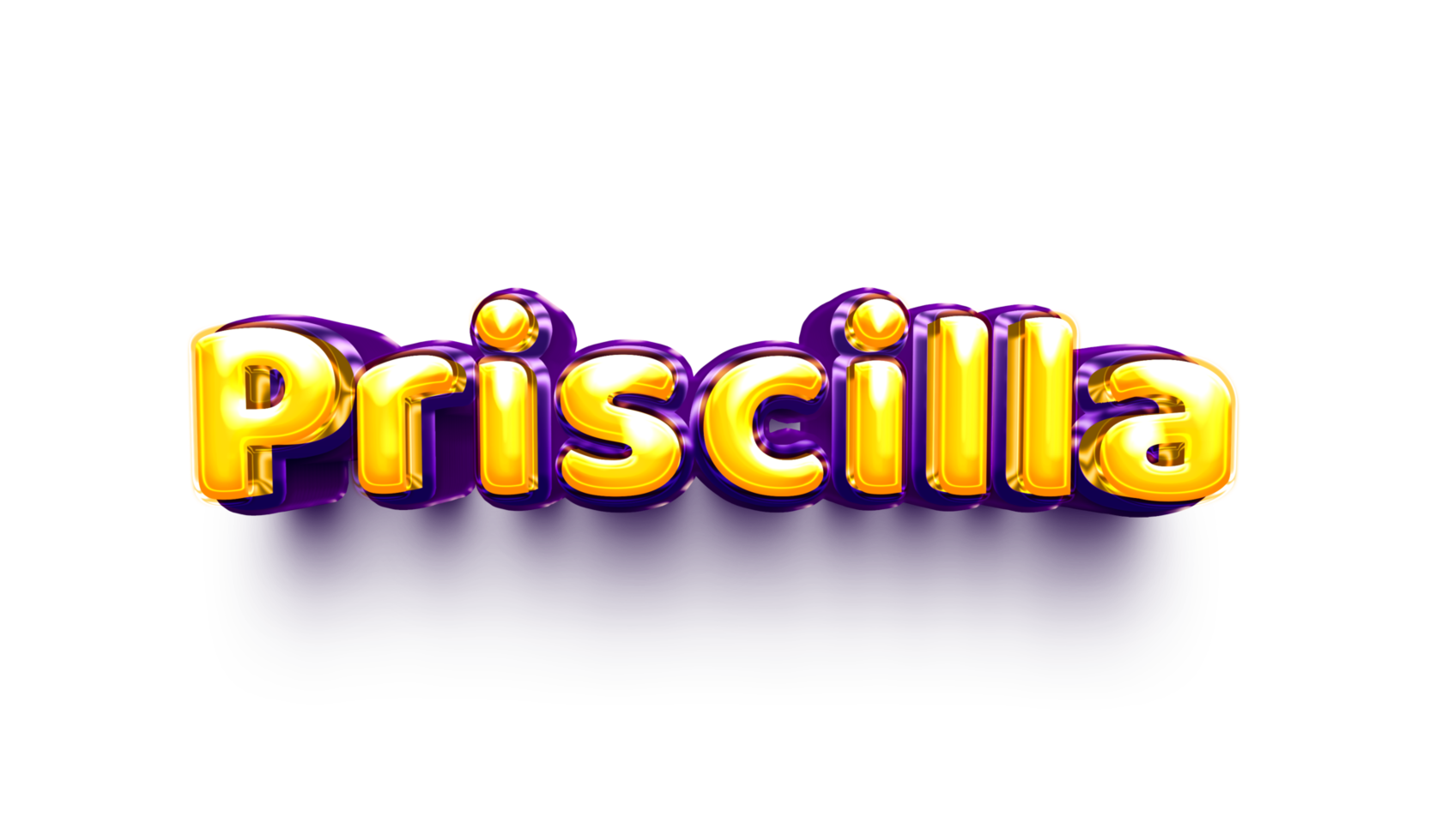 names of girls English helium balloon shiny celebration sticker 3d inflated Priscilla png