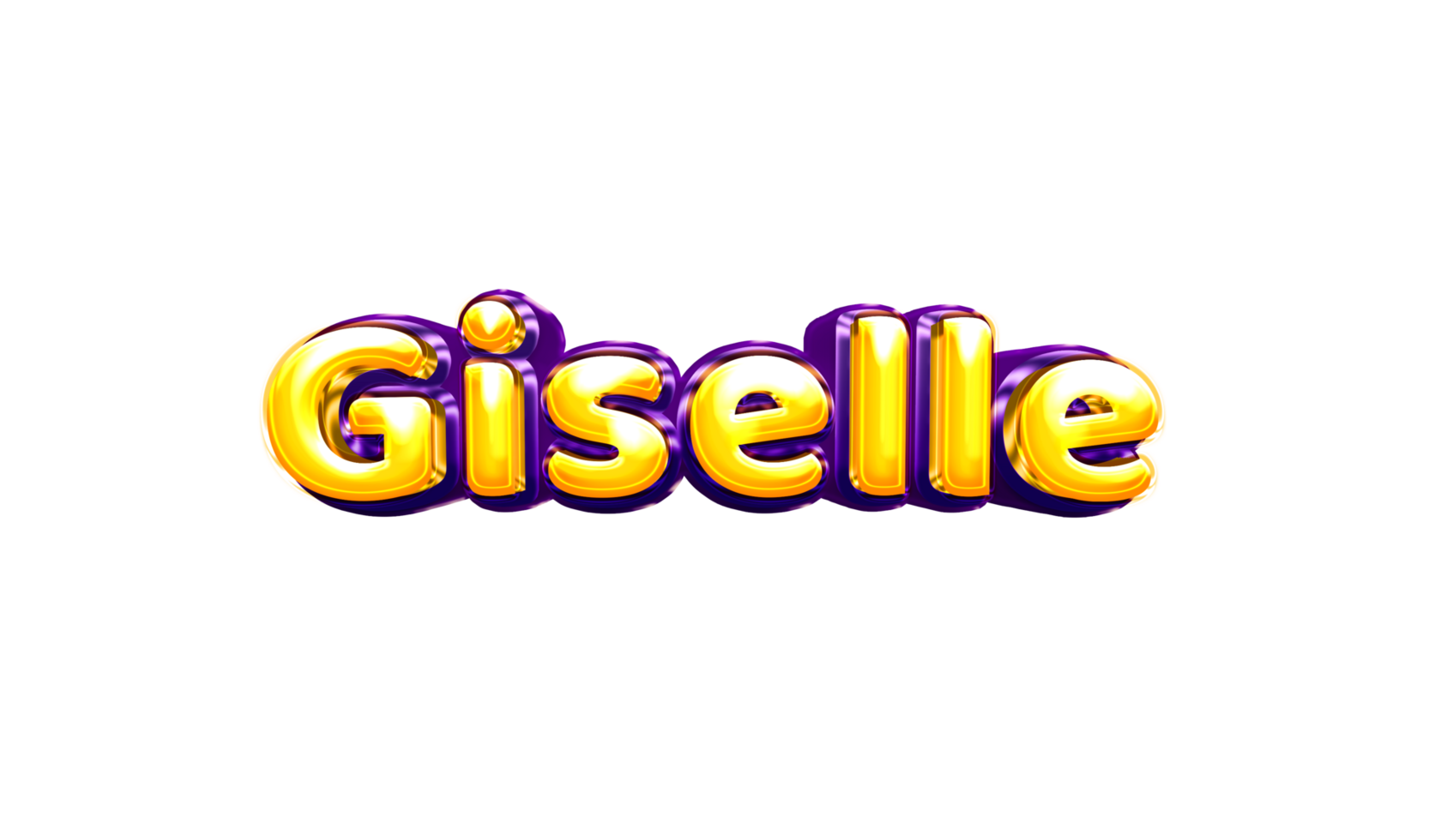 girls name sticker colorful party balloon birthday helium air shiny yellow purple cutout Giselle png