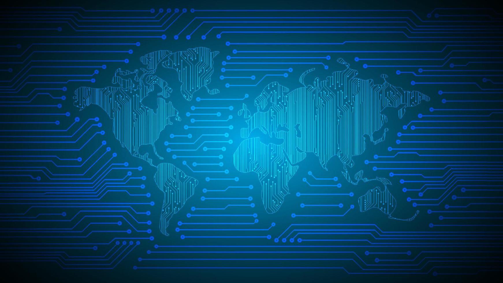 holograma de mapa del mundo moderno sobre fondo de tecnología vector