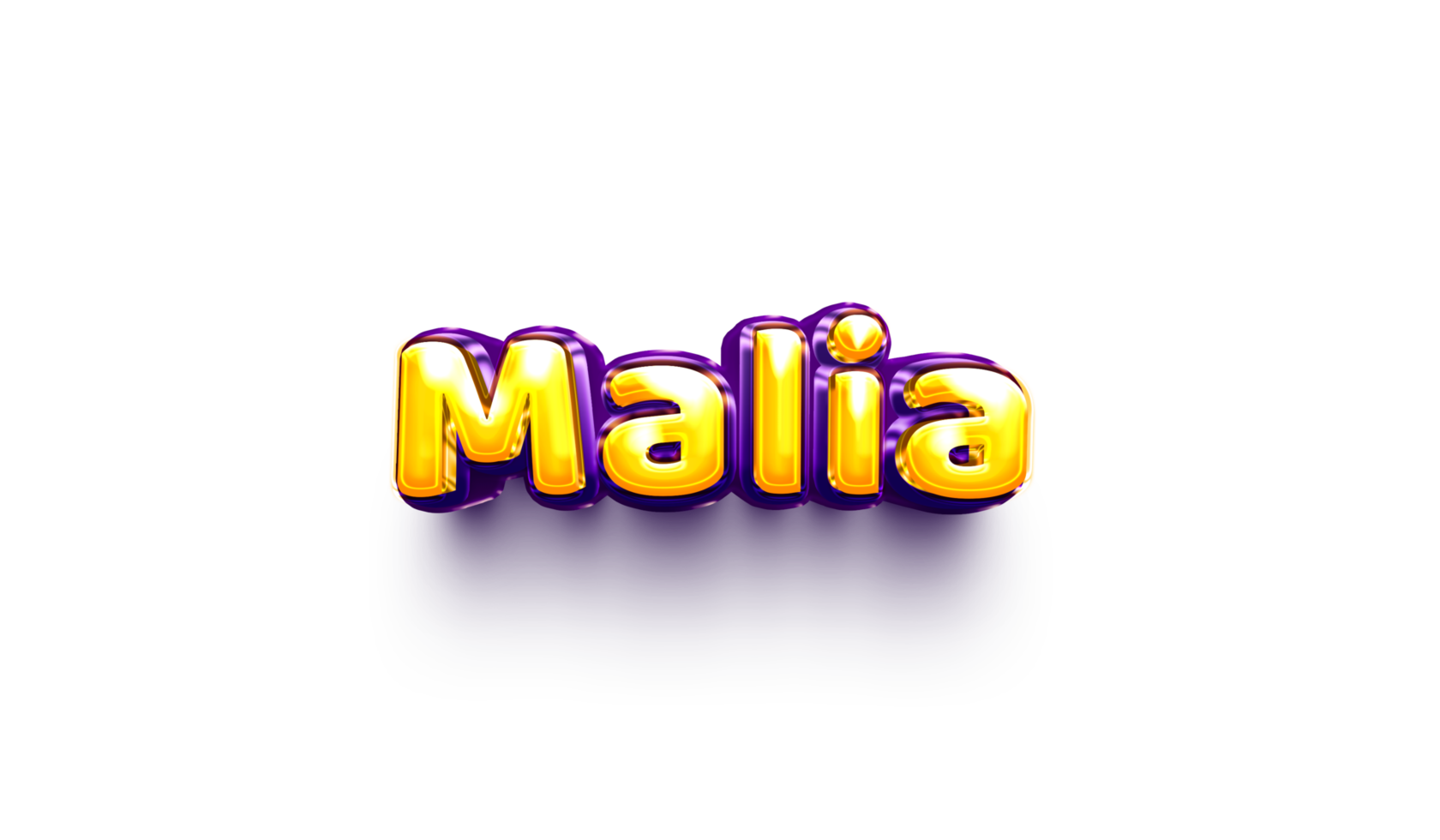 names of girls English helium balloon shiny celebration sticker 3d inflated Malia png