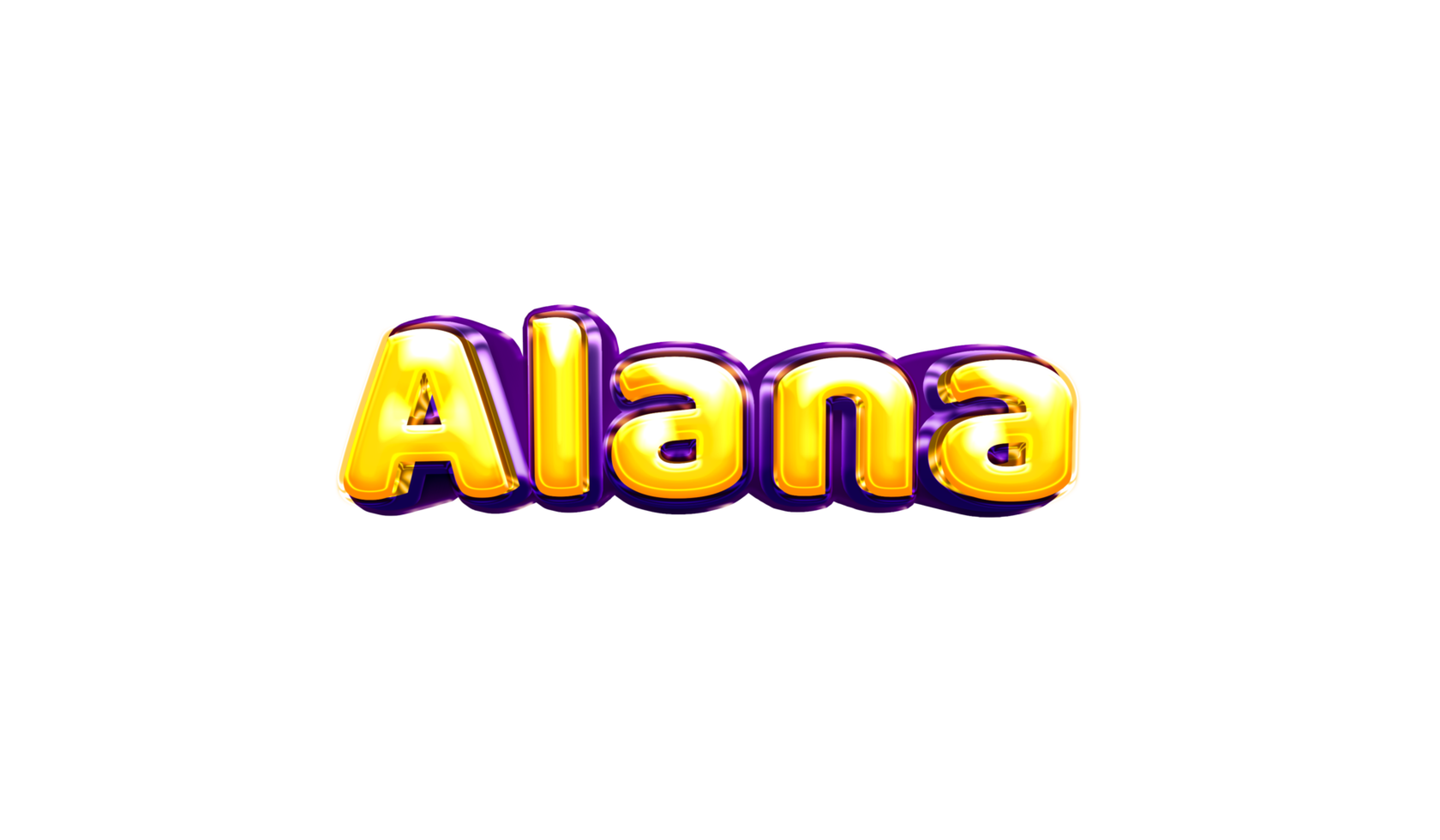 girls name sticker colorful party balloon birthday helium air shiny yellow purple cutout Alana png