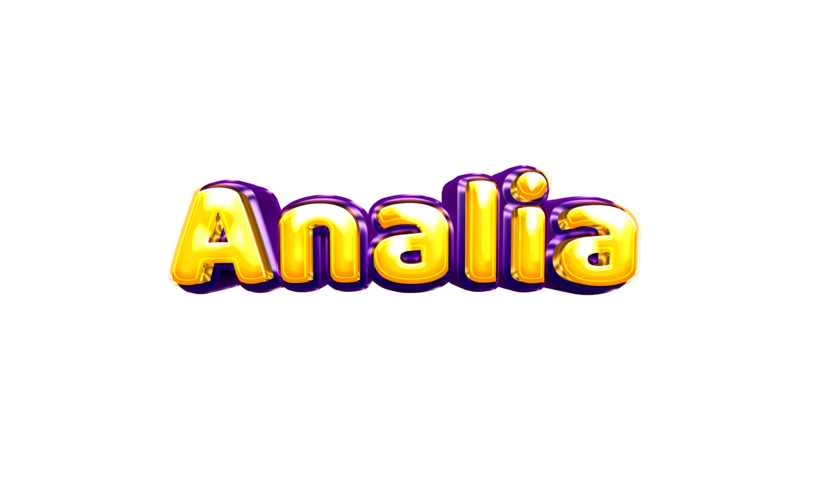 girls name sticker colorful party balloon birthday helium air shiny yellow purple cutout Analia png