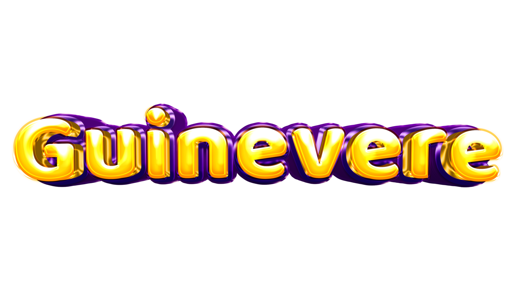 girls name sticker colorful party balloon birthday helium air shiny yellow purple cutout Guinevere png