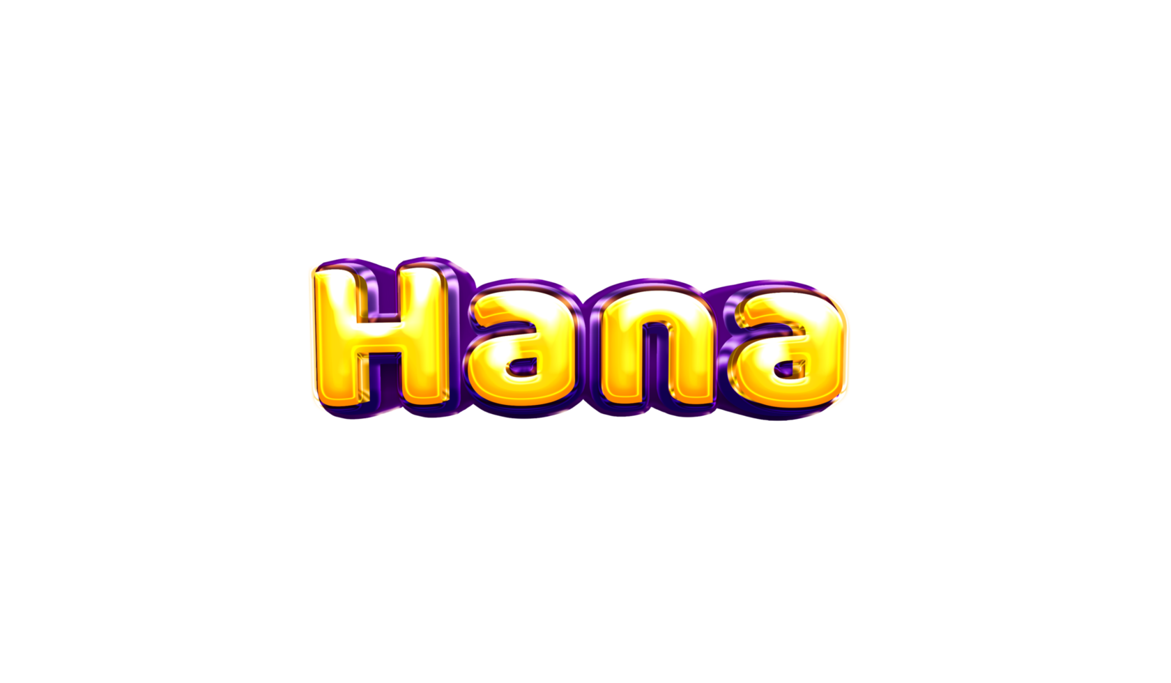 girls name sticker colorful party balloon birthday helium air shiny yellow purple cutout Hana png