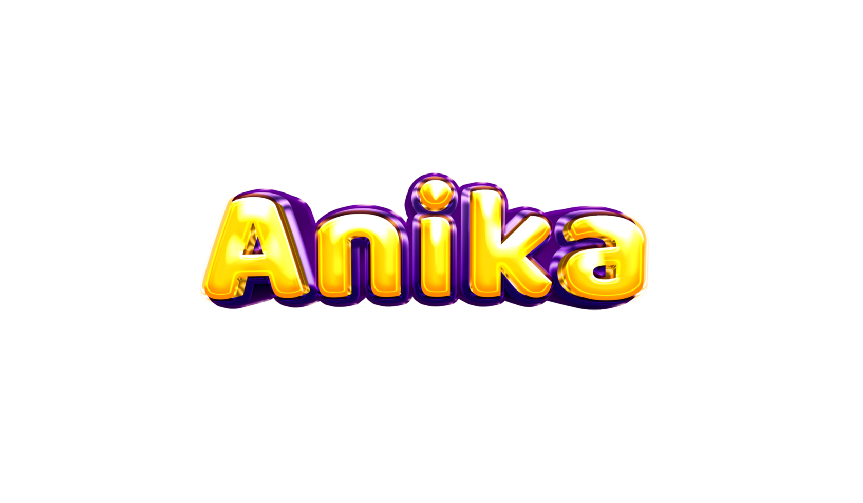 girls name sticker colorful party balloon birthday helium air shiny yellow purple cutout Anika png