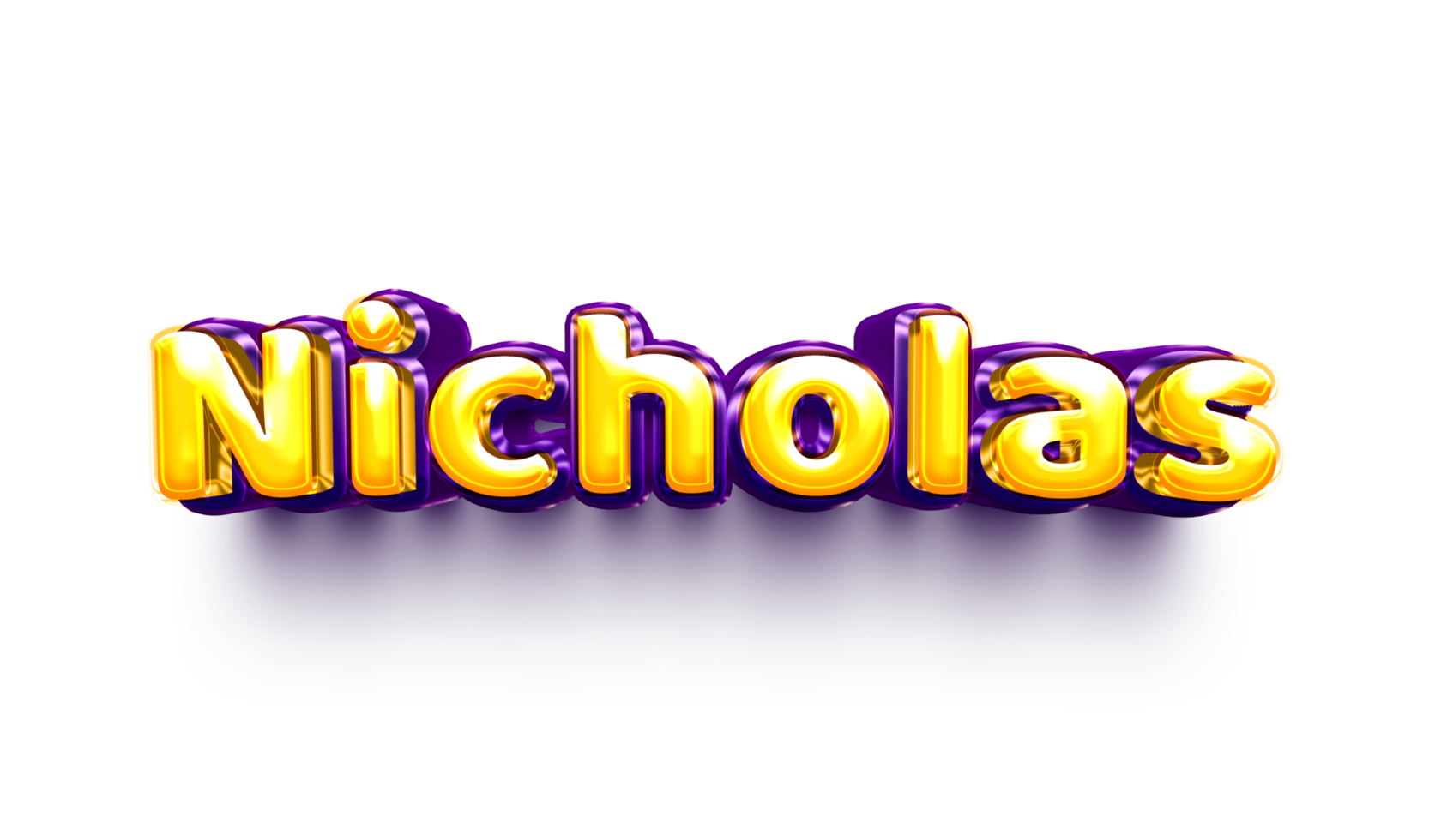 names of boy English helium balloon shiny celebration sticker 3d inflated Nicholas png