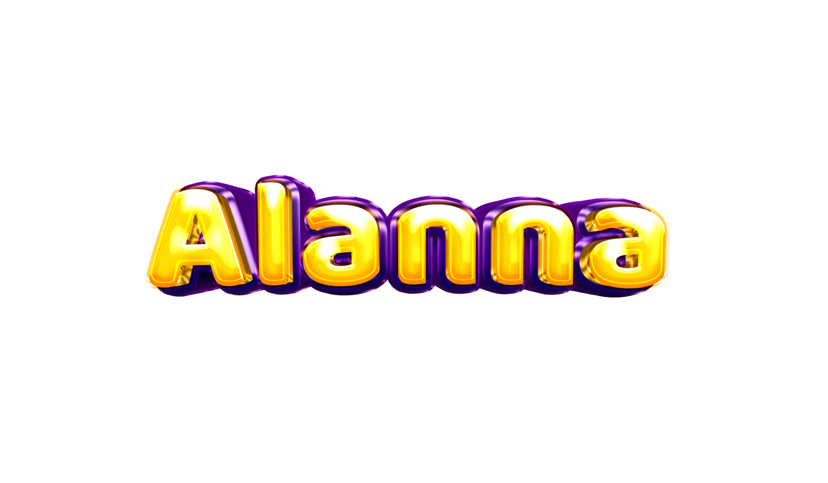 girls name sticker colorful party balloon birthday helium air shiny yellow purple cutout Alanna png