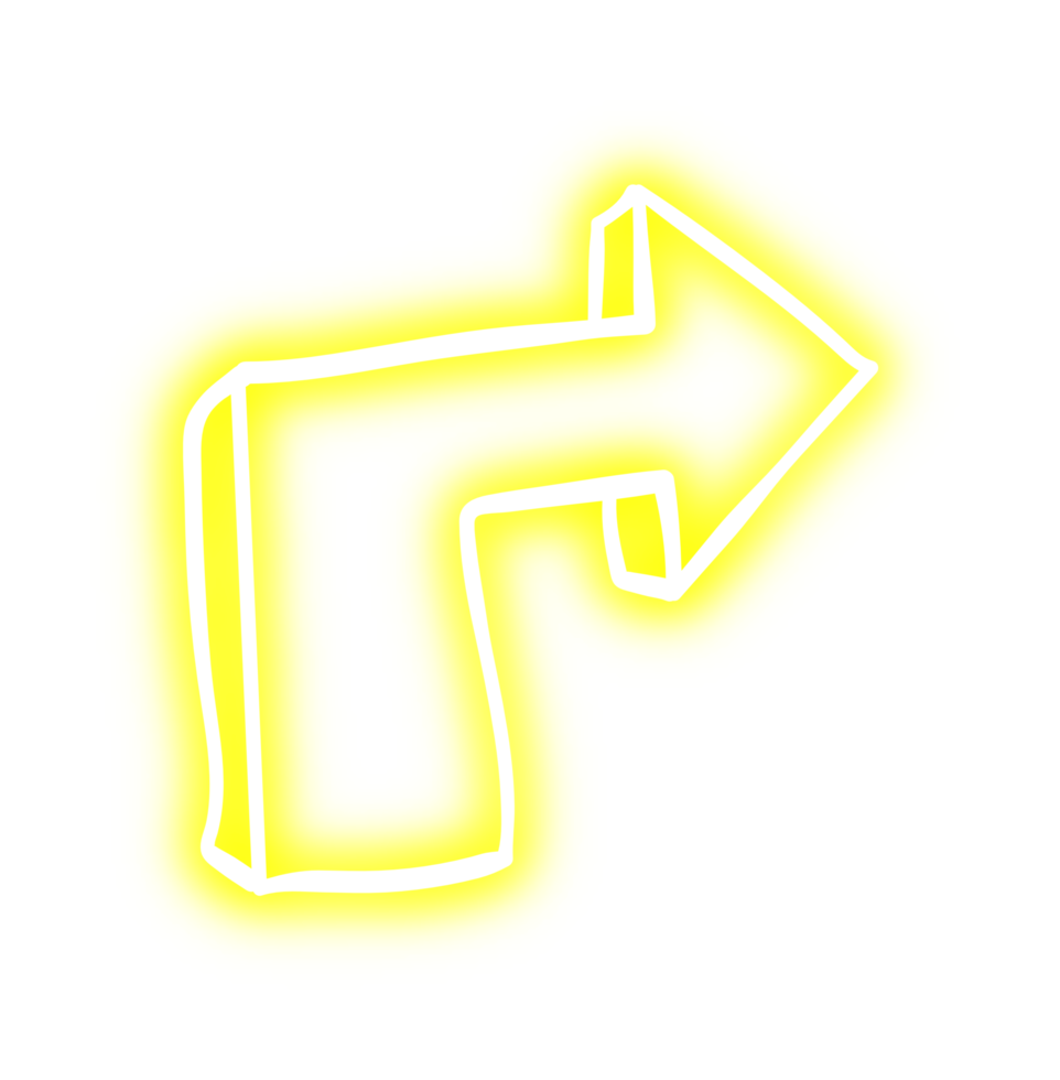 Glowing Neon Arrow Doodle Transparent PNG