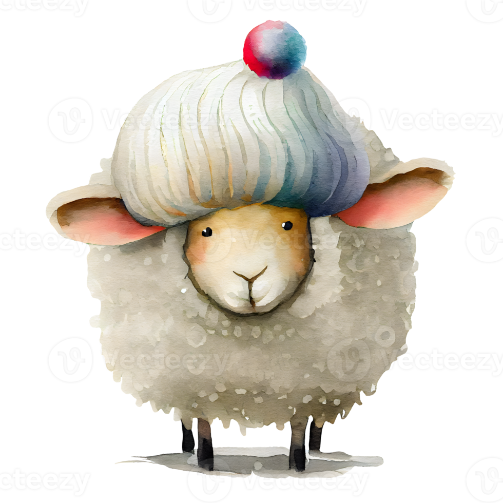 Christmas Woolly Sheep Watercolor png