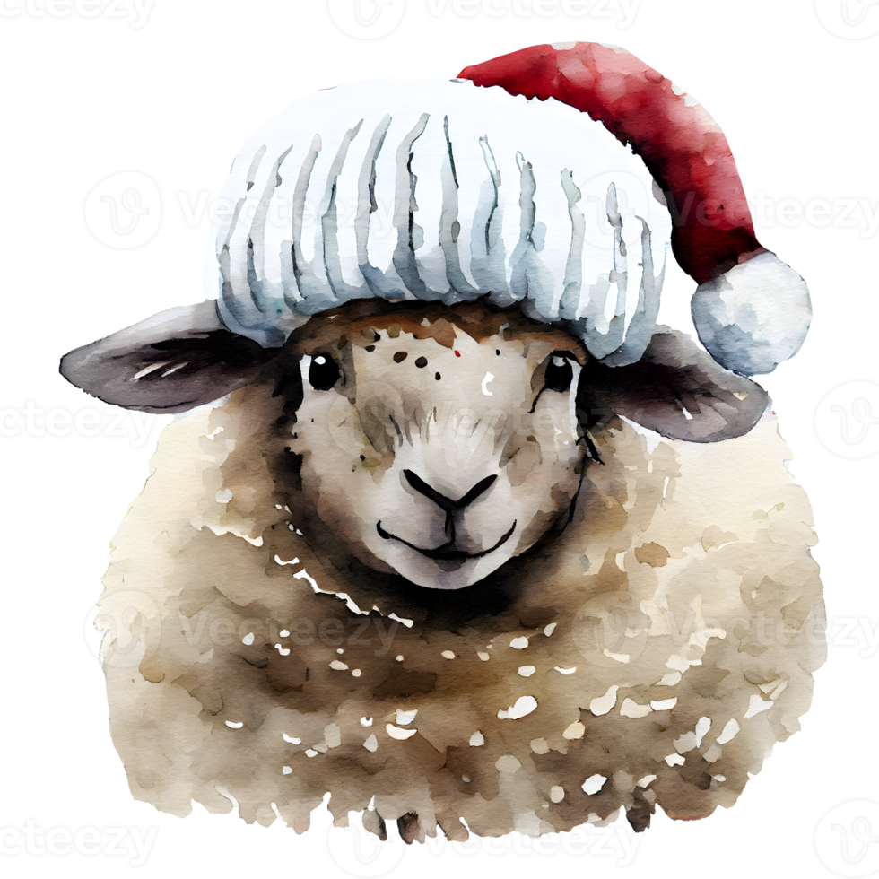 Christmas Woolly Sheep Watercolor png